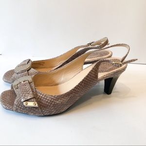 Cole Haan Snakeskin Pattern Heels Beige Sz 7.5